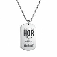 Thumbnail for Horta Airport HOR - Necklace - Boarding Pass Style - Silver