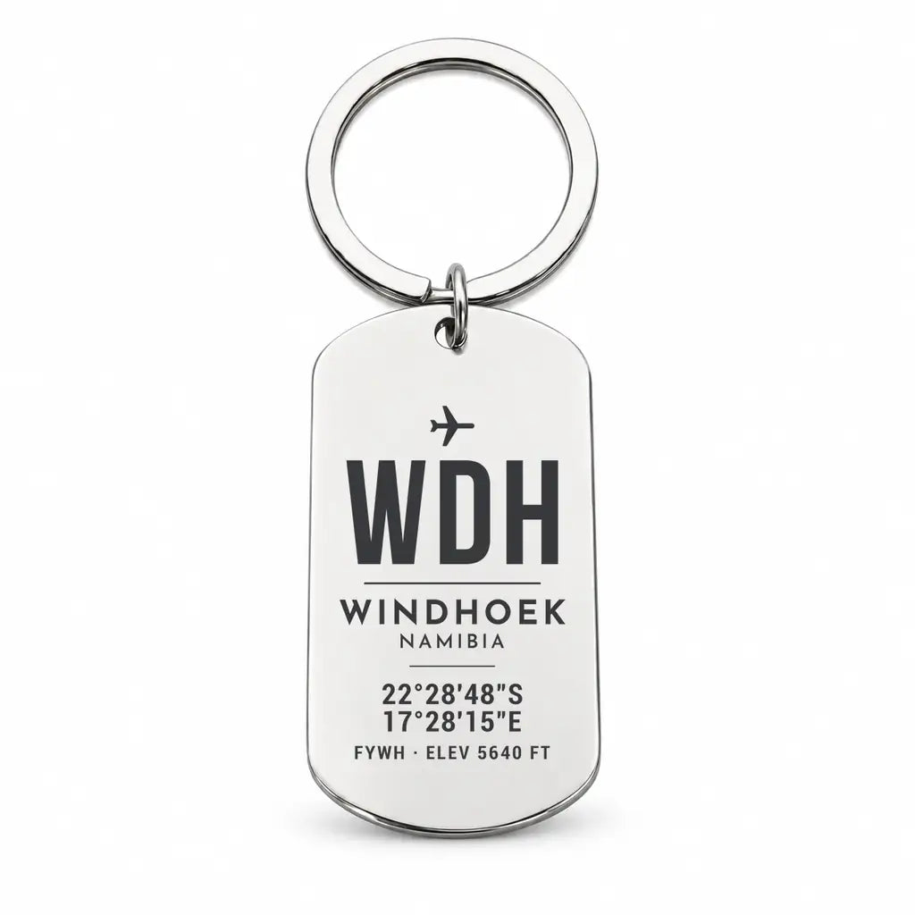 Hosea Kutako International Airport WDH — Windhoek - Key Chain - Original Design - Silver