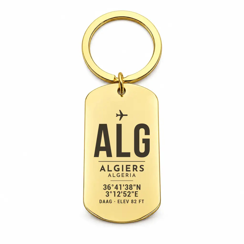 Houari Boumediene Airport ALG - Key Chain - Original Design - Gold