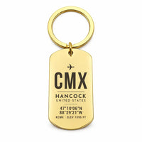 Thumbnail for Houghton County Memorial Airport CMX — Hancock - Key Chain - Original Design - Gold