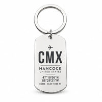 Thumbnail for Houghton County Memorial Airport CMX — Hancock - Key Chain - Original Design - Silver