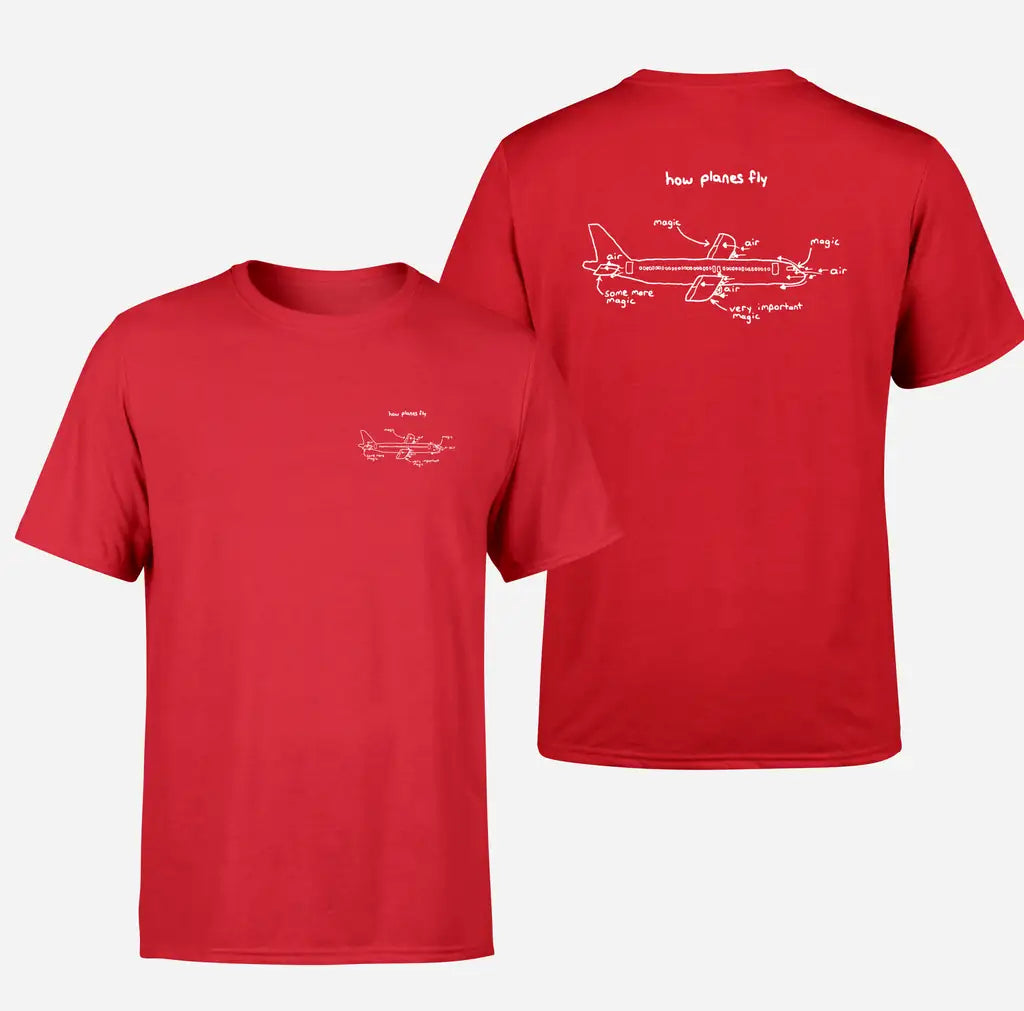 How Planes Fly design on red double side