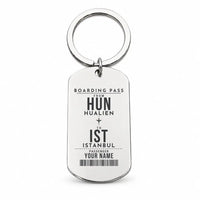 Thumbnail for Hualien Airport HUN - Key Chain - Customizable Boarding Pass - Silver