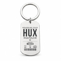 Thumbnail for Huatulco International Airport HUX - Key Chain - Boarding Pass Style - Silver