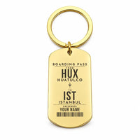 Thumbnail for Huatulco International Airport HUX - Key Chain - Customizable Boarding Pass - Gold
