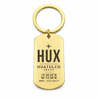 Thumbnail for Huatulco International Airport HUX - Key Chain - Original Design - Gold