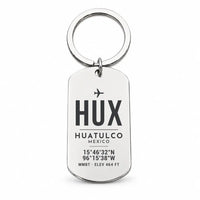 Thumbnail for Huatulco International Airport HUX - Key Chain - Original Design - Silver