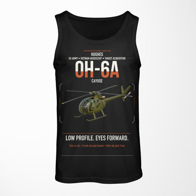 Hughes OH-6A Cayuse design on black tank top