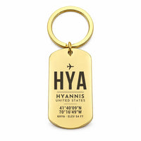 Thumbnail for Hyannis Cape Cod Gateway Airport HYA - Key Chain - Original Design - Gold