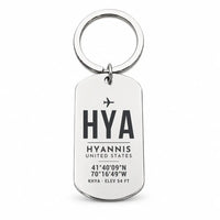 Thumbnail for Hyannis Cape Cod Gateway Airport HYA - Key Chain - Original Design - Silver