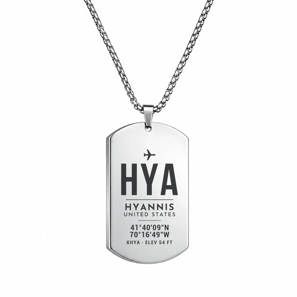 Hyannis Cape Cod Gateway Airport HYA - Necklace - Original Design - Silver