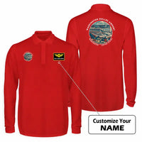 Thumbnail for Washington Dulles International Airport (IAD) Premium Polo T-Shirts - Badge + Name - Long Sleeve - Red