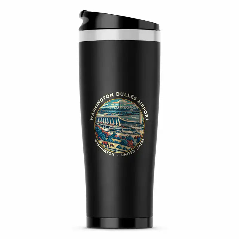 Washington Dulles International Airport (IAD) Travel Mugs - Badge - Stainless Steel (No Holder) - Black