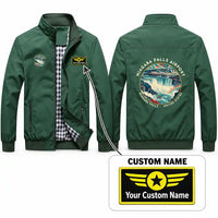 Thumbnail for Niagara Falls International Airport (IAG) Stylish Jackets - Stand Collar - Badge + Name - Green