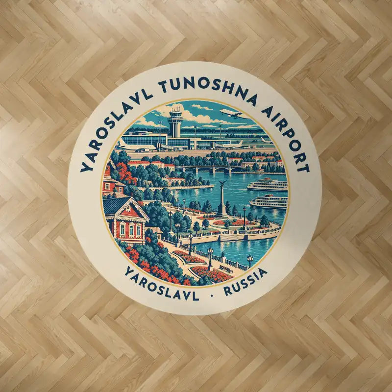 Yaroslavl Tunoshna International Airport (IAR) Carpets - Carpet Round - Badge - Beige V2