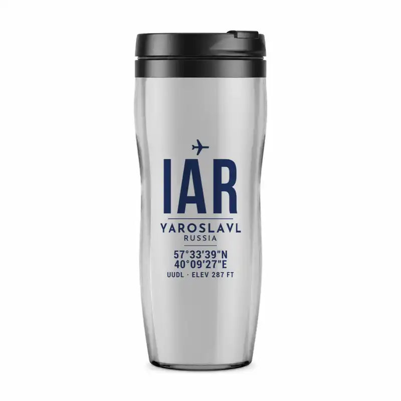 Yaroslavl Tunoshna International Airport (IAR) Travel Mugs - ID Tag - Plastic (No Holder) - Light Gray