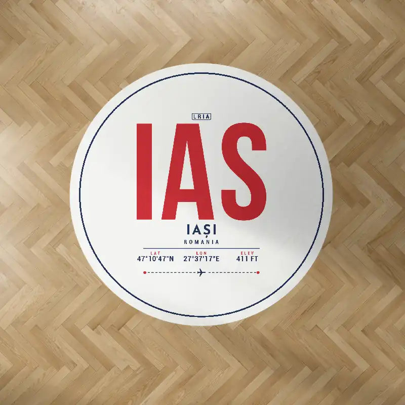Iași International Airport (IAS) Carpets - Carpet Round - ID Tag - White