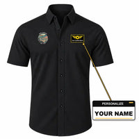 Thumbnail for Ibiza Airport (IBZ) Shirts - Short Sleeve Shirt - Badge - Black + NAME