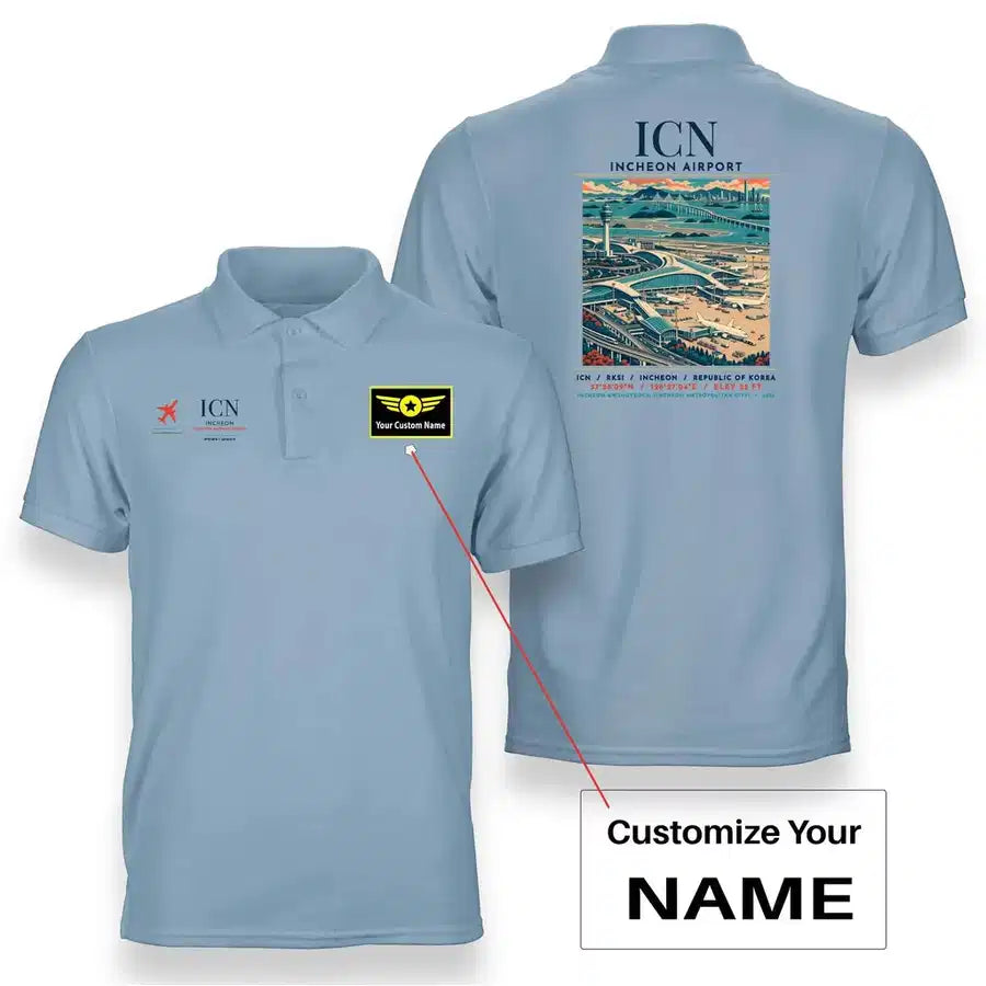 ICN - Poster - Double-Side Polo - Light Blue + Name