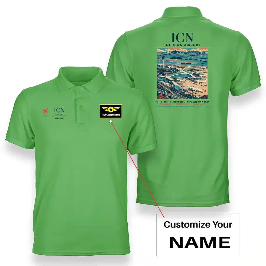 ICN - Poster - Double-Side Polo - Light Green + Name