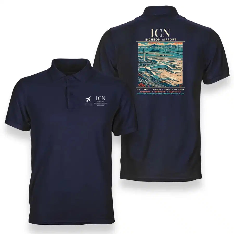 ICN - Poster - Double-Side Polo - Navy Blue