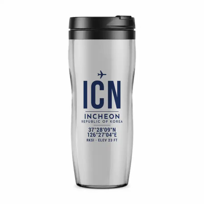 Incheon International Airport (ICN) Travel Mugs - ID Tag - Plastic (No Holder) - Light Gray