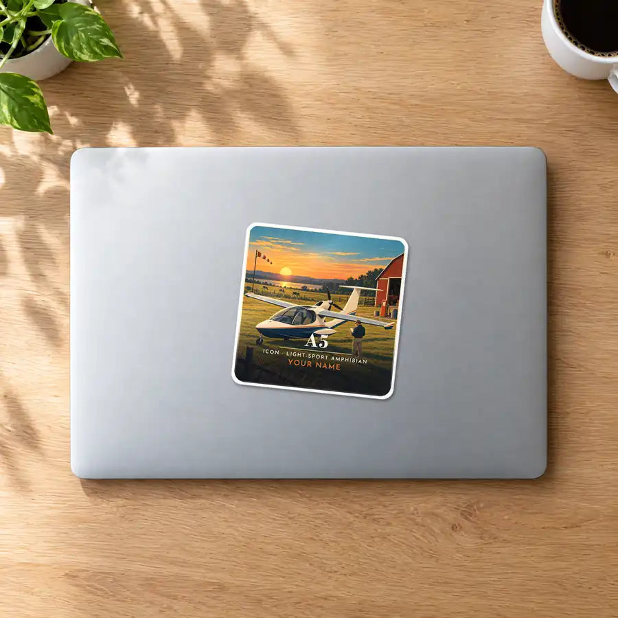 ICON A5 - 3D + Name - Square Sticker - MacBook