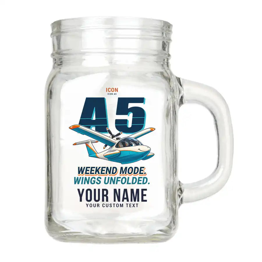 ICON A5 - Cartoon + Name - Cocktail Glass (Mason Jar)