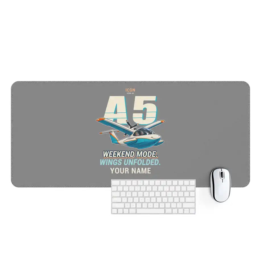 ICON A5 - Cartoon + Name - Desk Mat - Gray
