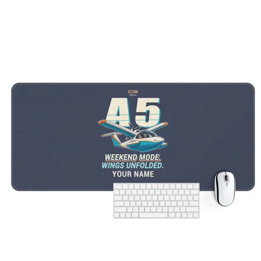 ICON A5 - Cartoon + Name - Desk Mat - Navy Blue