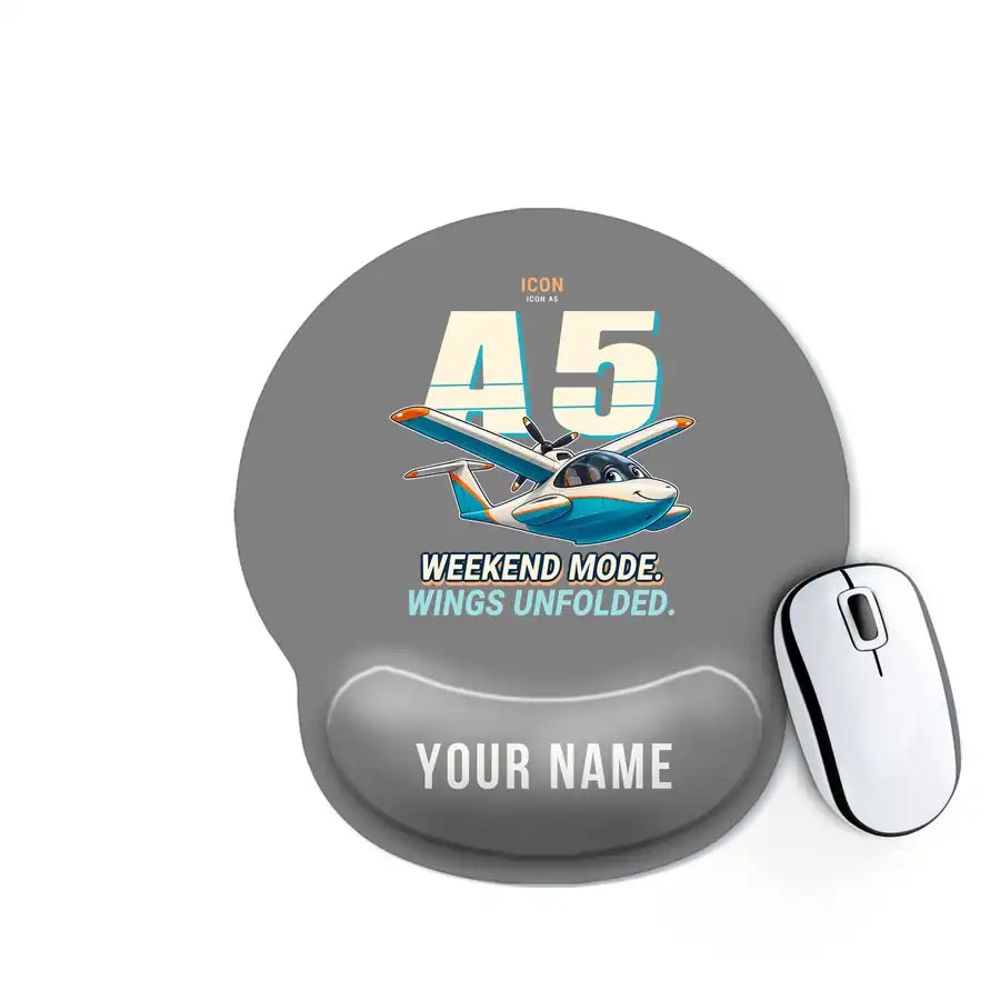 ICON A5 - Cartoon + Name - Ergonomic Mouse Pad - Gray