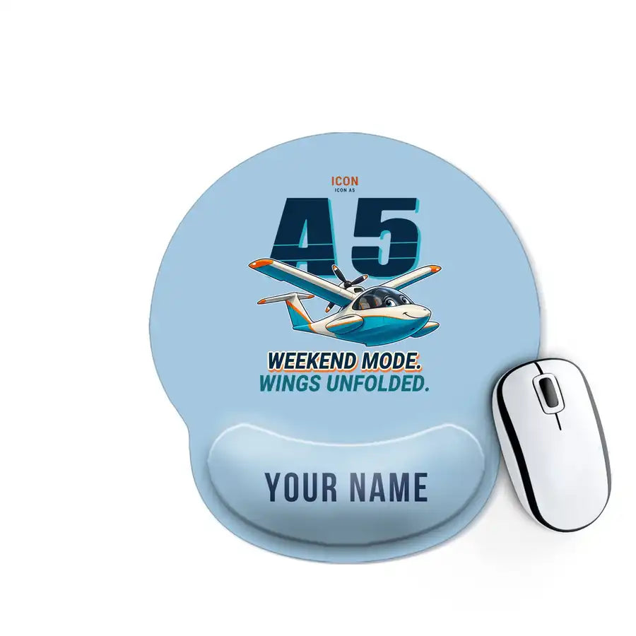 ICON A5 - Cartoon + Name - Ergonomic Mouse Pad - Light Blue