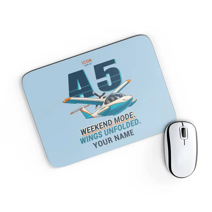 ICON A5 - Cartoon + Name - Mouse Pad - Light Blue