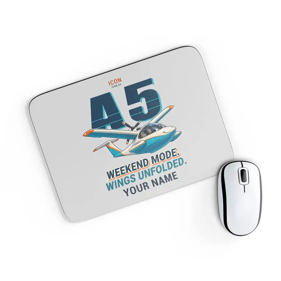 ICON A5 - Cartoon + Name - Mouse Pad - Light Gray