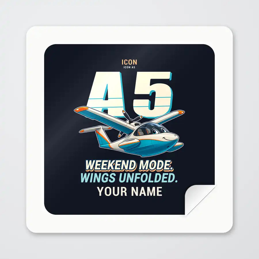ICON A5 - Cartoon + Name - Square Sticker - Peel