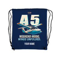 Thumbnail for ICON A5 - Drawstring Bag - Cartoon + Name - Dark Blue