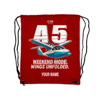 Thumbnail for ICON A5 - Drawstring Bag - Cartoon + Name - Red