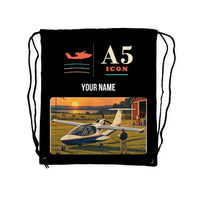 Thumbnail for ICON A5 - Drawstring Bag - Classic + Name - Black
