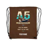Thumbnail for ICON A5 - Drawstring Bag - Original + Name - Brown