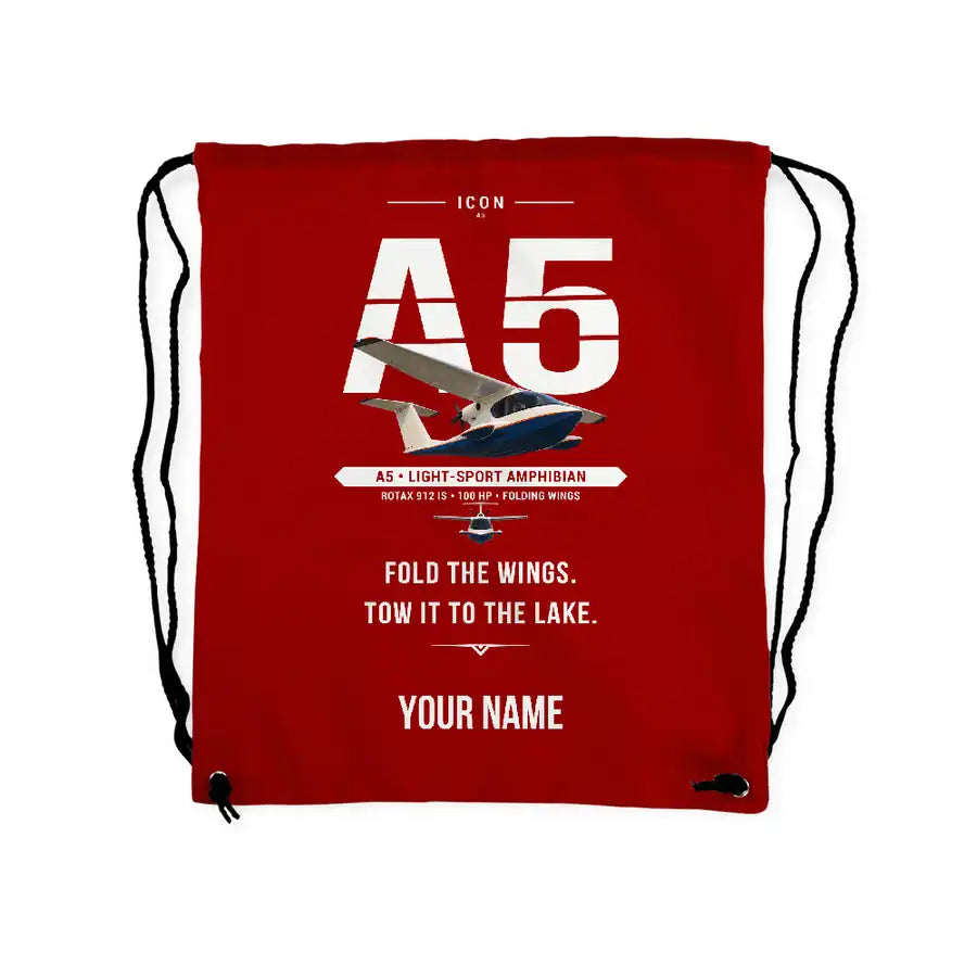 ICON A5 - Drawstring Bag - Original + Name - Red