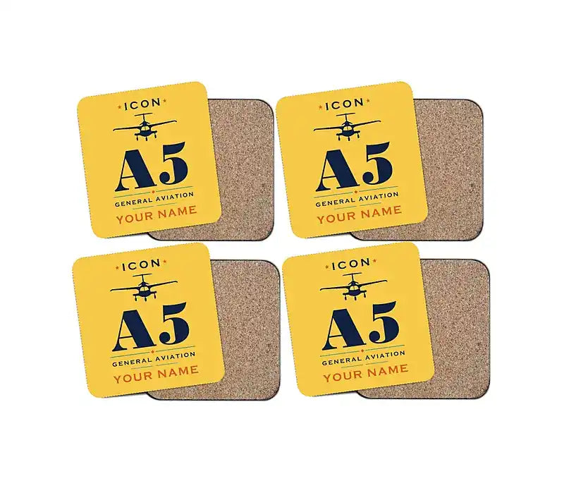 ICON A5 - Heritage + Name - Coaster Set - Yellow
