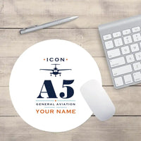 Thumbnail for ICON A5 - Heritage + Name - Round Mouse Pad - White
