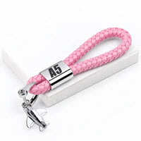 Thumbnail for ICON A5 - Leather Key Chain - Braided Leather - Tag - Pink