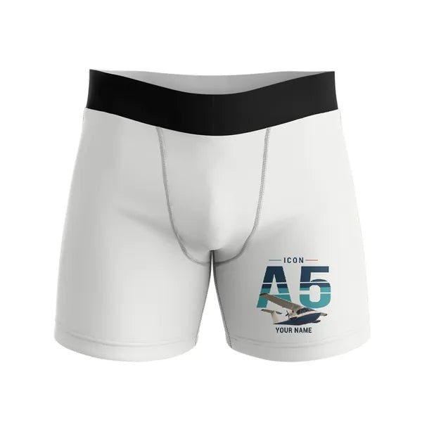 ICON A5 - Men Boxers - Original + Name - White