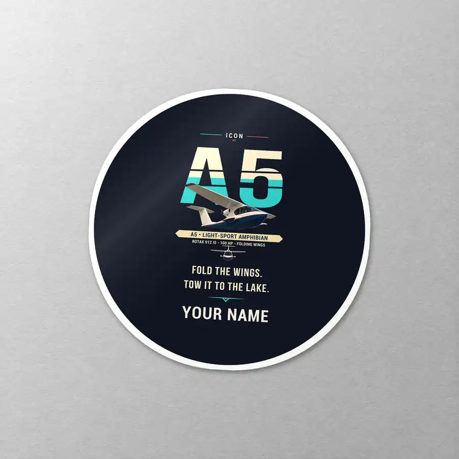 ICON A5 - Original + Name - Circle Sticker - Close-up