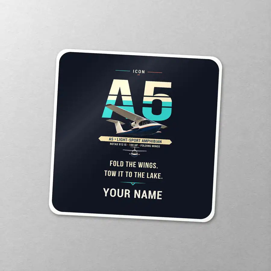 ICON A5 - Original + Name - Square Sticker - Close-up