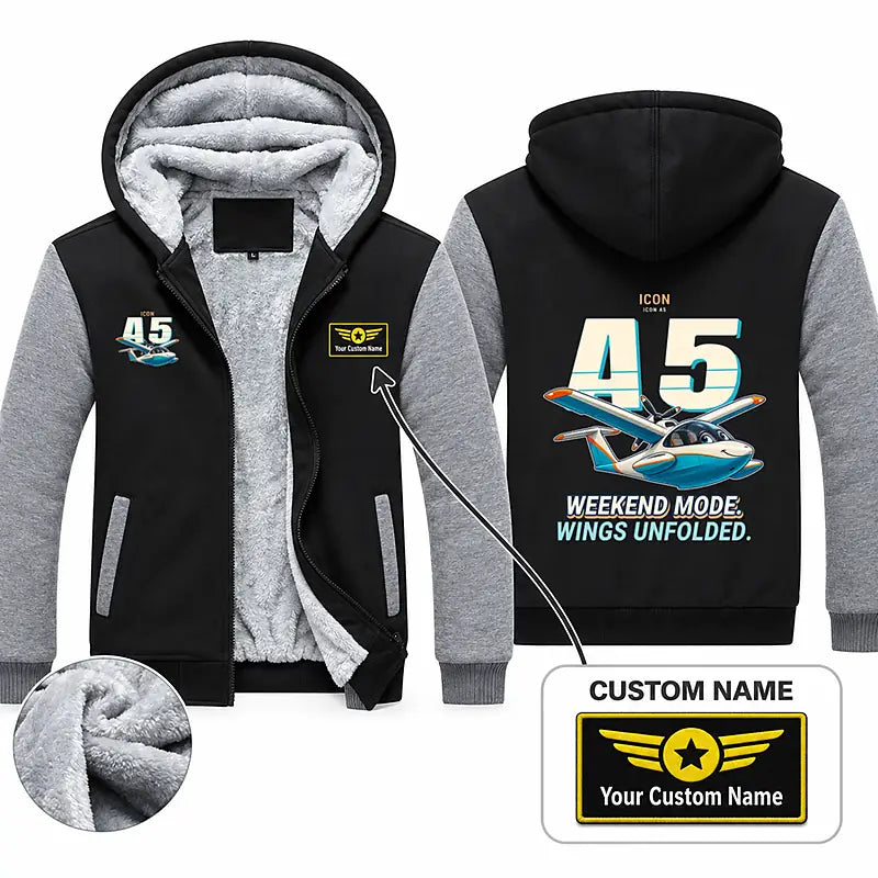 ICON A5 Zipped Sweatshirts - Cartoon + Name - Black & Gray