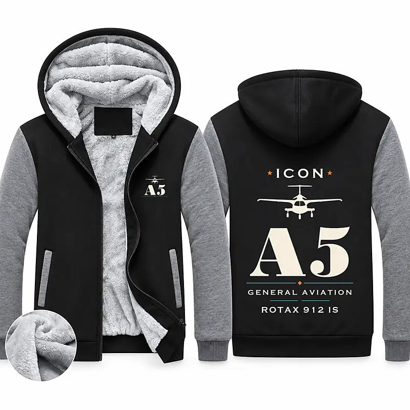 ICON A5 Zipped Sweatshirts - Heritage - Black & Gray