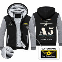 Thumbnail for ICON A5 Zipped Sweatshirts - Heritage + Name - Black & Gray