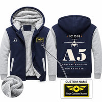 Thumbnail for ICON A5 Zipped Sweatshirts - Heritage + Name - Navy & Gray